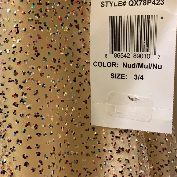 B. Darlin Sequin Gold Confetti Dress Halter Long Gown Size 4 NWT - Picture 4 of 8